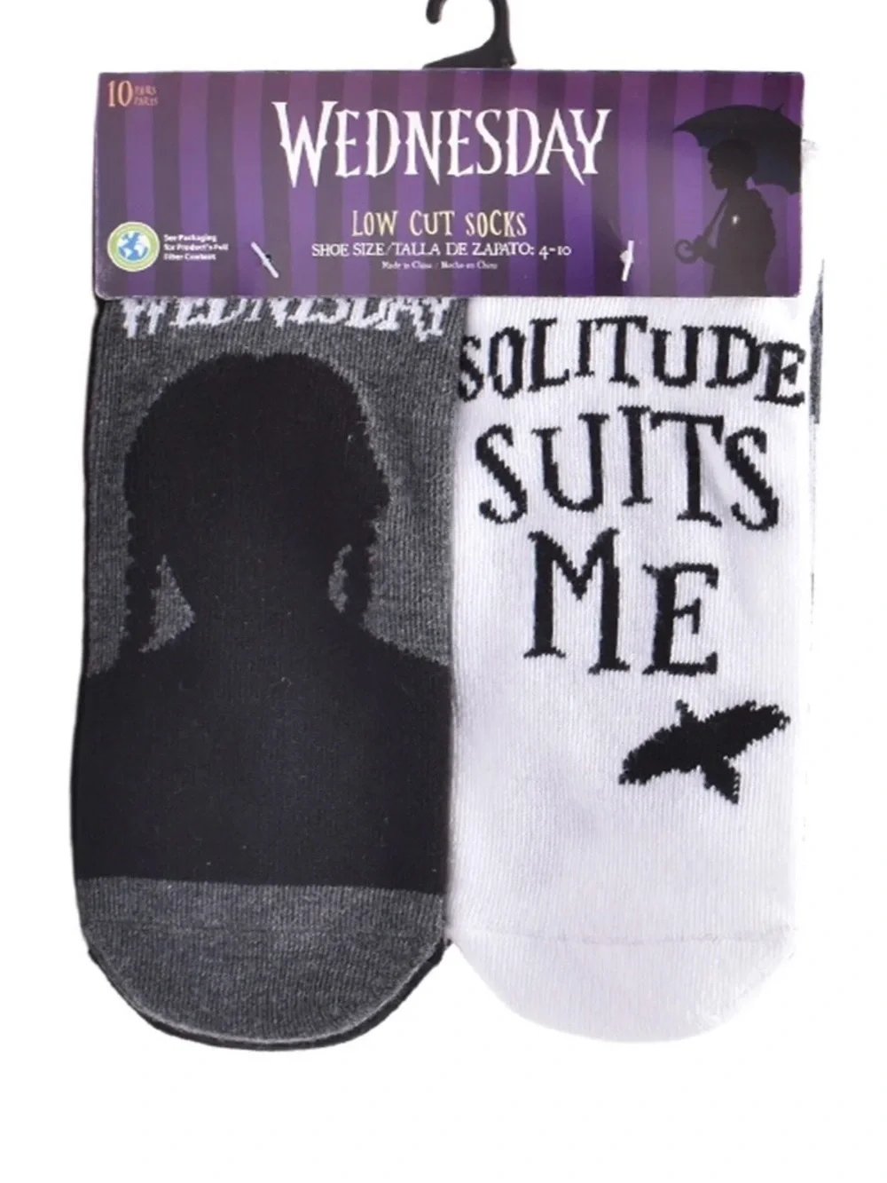 Wednesday Womens 10-Pack Low-Cut Socks, Sock Size 9-11
